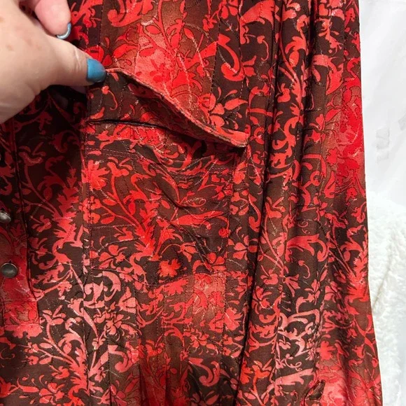 Verarose Women Blouse XL Red Black Sheer Floral Gothic Fairygrunge Romantic - Picture 4 of 9